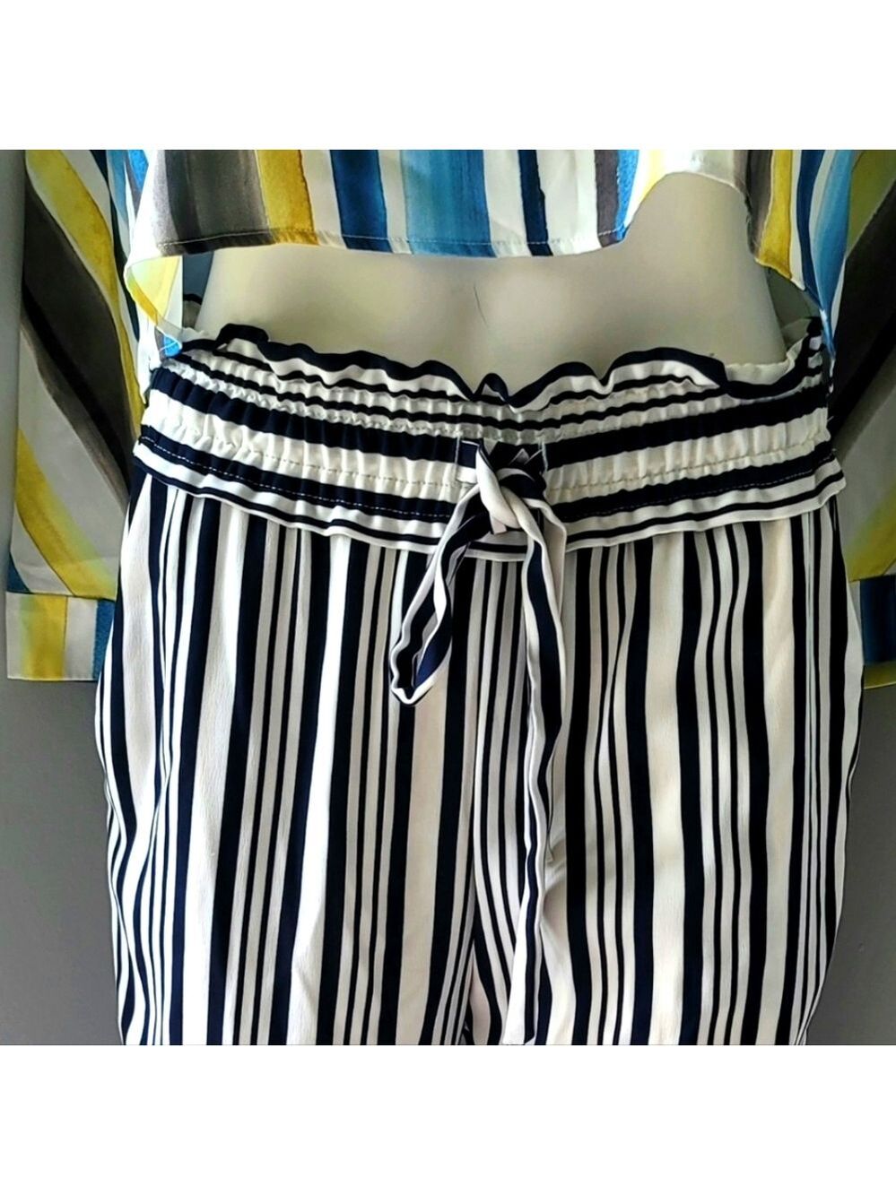 Zara Striped Dress Pants Blue White XS